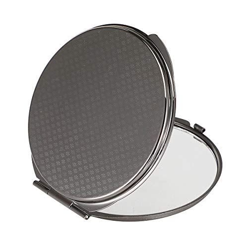 Dynippy Compact Mirror Bulk Round Makeup Metal Pocket Mirror For Purses Portable Hand Mirror Double-Sided With 2 X 1X Magnification - Black #TOP16