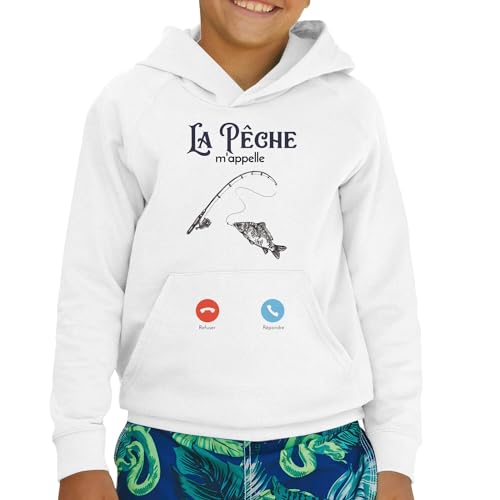 Sweat à capuche enfant la pêche m'appelle vêtement loisir lac