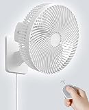 LEMOISTAR 10 Inch Wall Mounted Fan with Remote, AC/DC(12V), 90°Oscillating, High Velocity 4 Speeds T