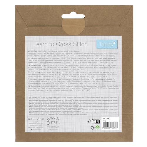 Miniatura 3 de Trimits Kit De Punto De Cruz Para Niños Para Aprender A Cruzar, Instrucciones De Hilo De Aguja De Lona Incluidas, 15 X 15 Cm, Perro