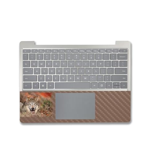 Image of MightySkins Carbon Fiber Skin Compatible with Microsoft Surface Laptop Go 3 (2023) Full Wrap Kit - Happy Wolf | Protective, Durable Textured Carbon Fiber Finish | Made in The USA