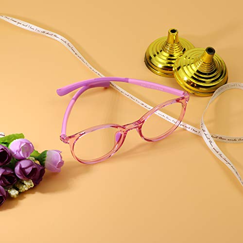 Image of LifeArt Kid Blue Light Blocking Glasses, Filters 85% of Harmful Blue Light,Cut UV400, Anti Eyestrain and Blurry, Computer Reading Glasses, Anti Glare(Pink)
