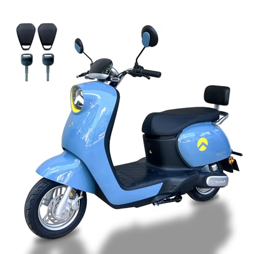 Motos, DVD GAROW Moto Bici Electrica para Adultos, Bicimoto Eléctrica con Alarma, Máxima del Motor 1200W, Velocidad Máxima 58KM/H, Autonomía 65-70KM, Soporte 200kg,...
