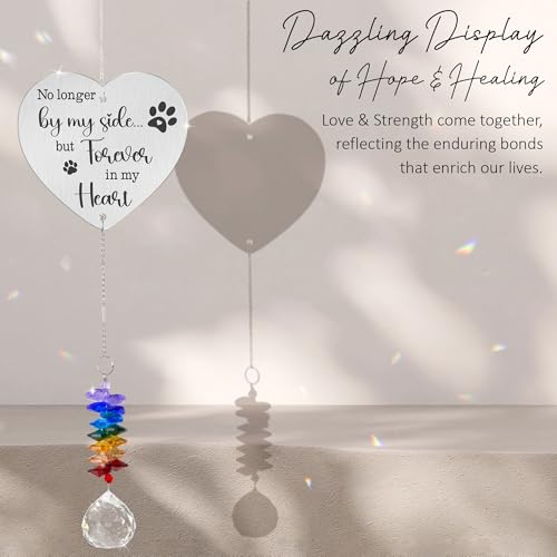 GIFTELIX Memorial Suncatcher Ornament - No Longer by My Side - Sympathy Gift for Loss of Loved One - Crystal Rainbow Maker - Bereavement Keepsake - Hanging Crystal Decor - Loss of Mom Dad Friend Pet