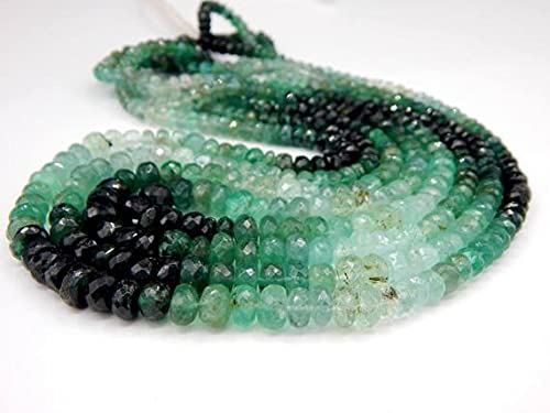 Perles émeraude véritable rondelle facettée 16 pouces pierre précieuse