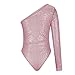 Hvyesh Women's One Shoulder Sequin Bodysuits Slim Cold Shoulder Sexy Disco Asymtrical Dressy Tops for Women Sparkly Shirts Sexy Body Suits Womens Sparkle Going Out Night Date Top Pink M