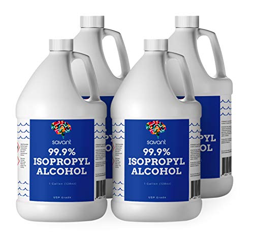 Savant 99% Isopropyl Alcohol - Four Gallons (512 Fluid Ounces) - USP Grade (Purest Grade) - Sealed - Rubbing Alcohol - 4x Gallons