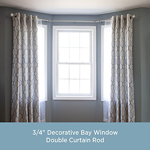 Kenney Mission 3/4" Decorative Bay Window Double Curtain Rod, 78-144", Brushed Nickel #TOP1