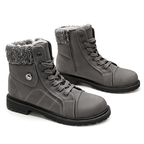 GLAMORA Botines de invierno para mujer impermeables y térmicos con forro cálido y suela antideslizante, botas cómodas con cremallera para caminar, trabajo o senderismo ligero en montaña y ciudad