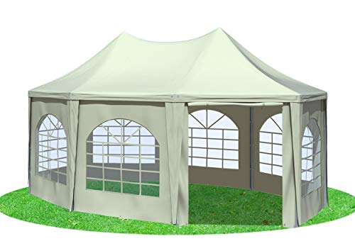 Stabilezelte Gartenpavillon 4x5,5m mit Seitenteilen Arabica Pagodenzelt 8-eck PVC BEIGE