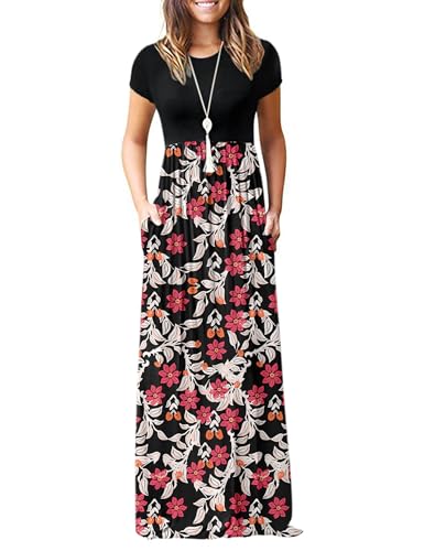Image of AUSELILY Women's Classic Short Sleeve Loose Plain Casual Long Maxi Dresses for Women 2026