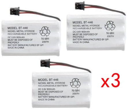 3 PACK ABCENT Rechargeable Cordless Phone Batteries for Uniden BT-446 BP-446, BT-1005 BT1005 DCT646 BT446 Cordless Telephone Battery Replacement Packs