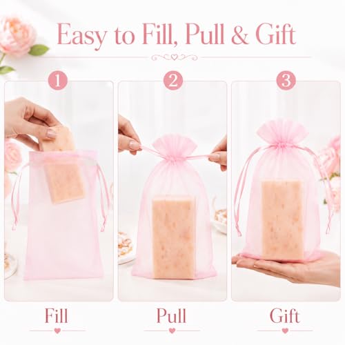 Image of Hopttreely Reliable 6x9 Organza Bags, 50PCS Odor-Free Mesh Drawstring Gift Bags for Crafts Soap Candy, Jewelry Treat Mesh Bag Drawstring for Wedding Party Favors Baby Shower Goodie Gifts