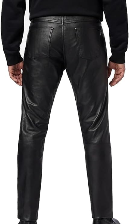 Men's Leather Pants – Slim Fit Genuine Leather Trousers for Biker, Party, Fashion, Rocker Style Motorcycle Pants2