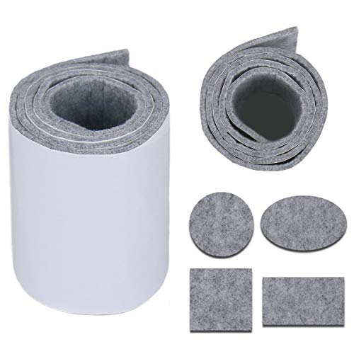 Rouleau de feutre adhésif pour fabrication de patins pour pieds de meubles protection du sol, rembourrage de meubles - 100 x 10 cm - Gris foncé