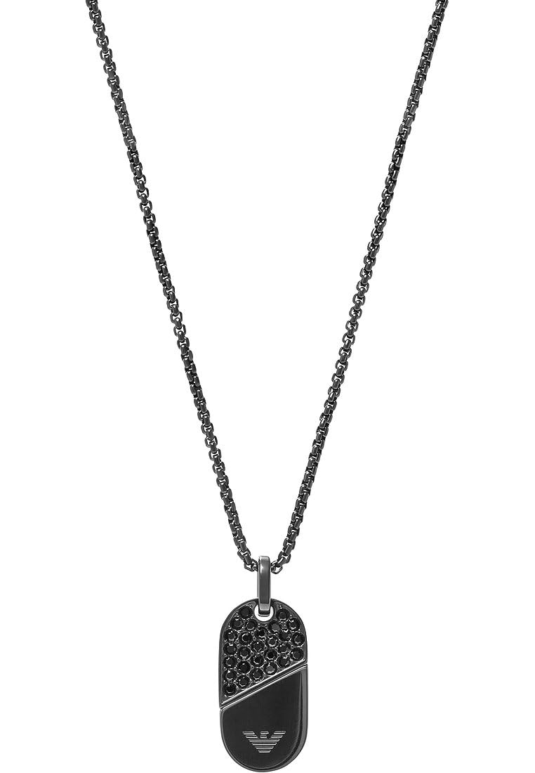 Emporio Armani Herren-Edelstahl-Halskette mit Karabinerverschluss