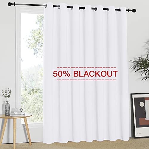 NICETOWN Sliding Door Curtains for Patio, Wide Width Drape, Vertical Curtains for Patio Door (White, Width 100 inches, Length 95 inches)
