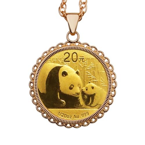 Authentic 2011 China 1/20 Oz .9999 Fine Gold Panda BU Uncirculated Coin Necklace - 14K Solid Yellow Gold Bezel & 14K Solid Yellow Gold Chain