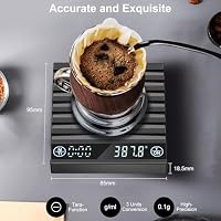 HUAJUN Mini Kaffeewaage mit Timer, Hochpräzise 2kg/0.1g Digitale Küchenwaage für Espresso & Kaffeezubereitung, Tragbare Automatische Zeiterfassung mit g/oz/ml Einheiten (USB-C) – Ansicht 8