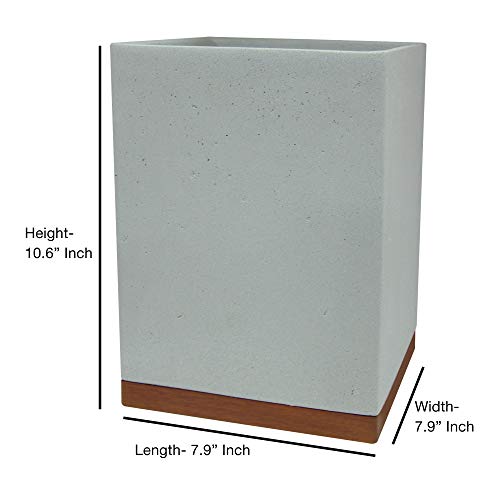 Nu Steel Concrete Bathroom Wastebasket Bin Trash Can In Real Cement And Wood For Bathrooms & Vanity Spaces #TOP4