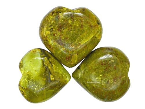 Image of Crystal Heaven Certified Green Opal Heart Palm Pebbles Stones For Anxiety Stress Relief Massage - Aaa Grade Original Healing Gemstone Agate Heart Palm Stone For Yoga Meditation Spiritual