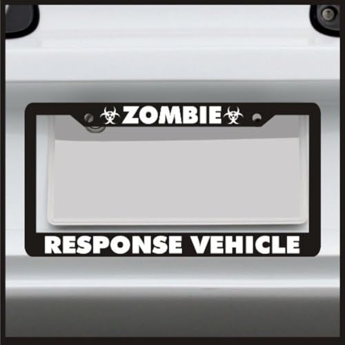 Sticker Connection | Zombie Response Vehicle | Universal Funny License Plate Frame for Car, Truck, Van, Sticker Vinyl Decal Fits Standard USA License Plates