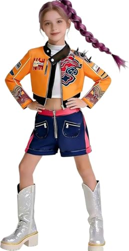 ZYBINGXINCJC Girls Halloween Costume Pop Idol Cosplay Costume 3-Piece Set for 3-12 Years (Yellow 4-5 T)