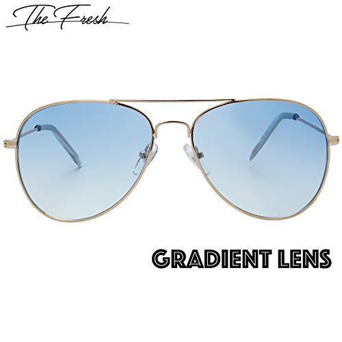 Image of The Fresh Classic Aviator Sunglasses for Men Women, Metal Frame Mirror Lens, Pilot Style, Includes Cleaning Cloth, Pouch