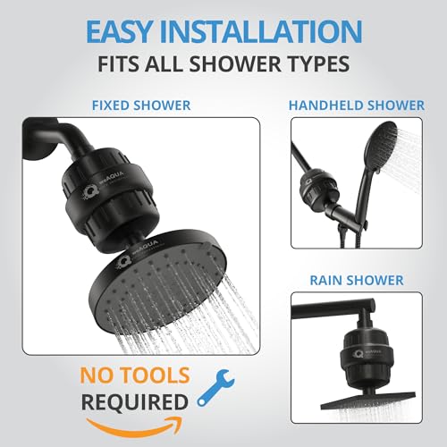 Image of weAQUA Heavy Duty Shower Filter Family 2 PACK - 99% Removal for Hard Water, Chlorine, Fluoride, Heavy Metals, Micro-life, Organics and More (Matte Black)