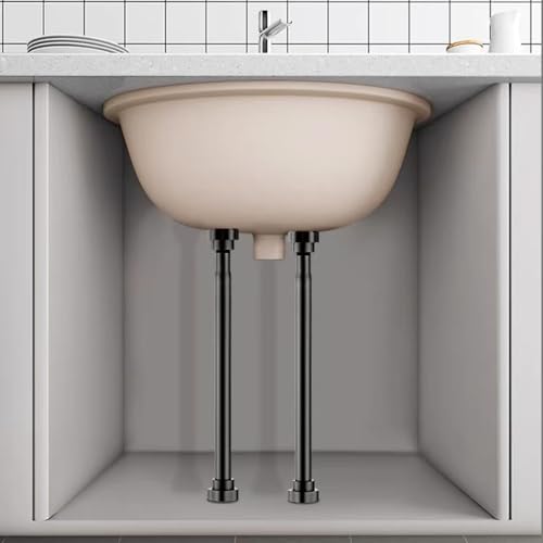 TAJMDGW Sink Support Legs Adjustable, Undermount Basin Brackets Black Furniture Leg, Stainless Steel Support Poles Repair Kit for Kitchen Sink Table Leg(2*Height 55-85cm(21.6\"-33.5\"))