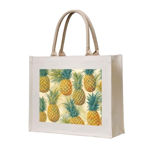 Sac fourre-tout imprimé ananas en toile pour femme idéal comme sac cadeau personnalisé