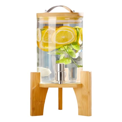 Morimi ビバレッジカップ 大容量 1.5L/2.5L/3L/4L/5L 蛇口付き冷水ボトル プラムワイン ジュース ビール ドラゴンヘッド シール ストレージコンテナ 飲酒用 ジャグ ドリンクサーバー 金属台座付き 蛇口 トレー付き ピッチャー 果実