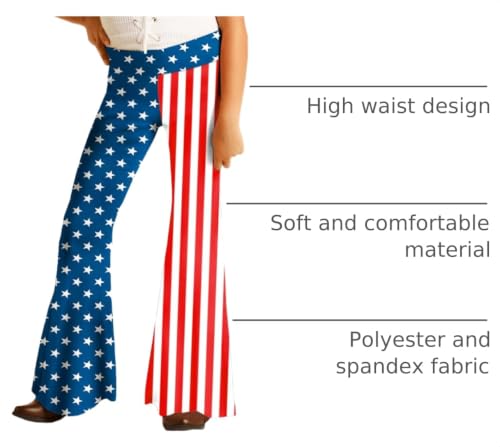 Image of Deerose Girls Halloween Hippie Bell Bottom Pants High Waist Flare Pants 5-14 Years