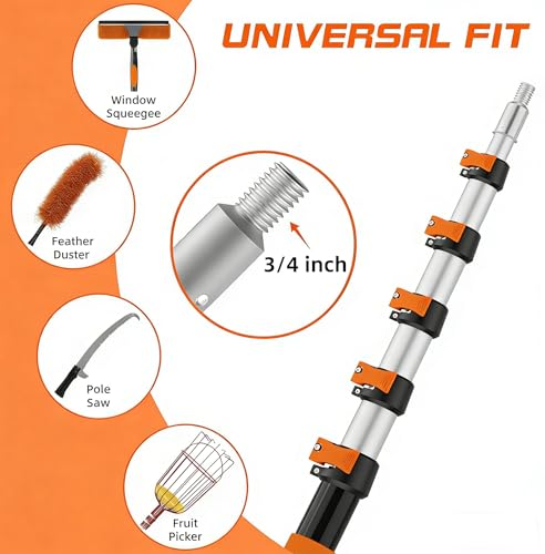 TONYINGO 5-20 FT Extendable Manual Pole Saw, Tree Trimming Pruner with Flip & Screw Dual Lock, Adjustable Long Handle High Reach Cutter for Yard & Garden by TONYINGO - Image 8