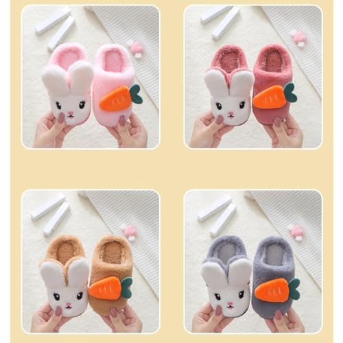 Boys Girls Plush Bunny Slippers Cute Cartoon Non-Slip Fleece Slippers Fall Winter Warm Soft Cozy Indoor Sandals4