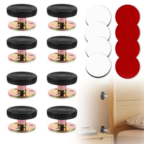 Casenly Marco de Cama Roscado Ajustable, 8 Piezas Antivibraciones Roscado Marco de Cama, Separadores de Pared Tapones de Cabecero, Estabilizador de Soporte Telescópico para Camas Armarios Sofá 33-40mm