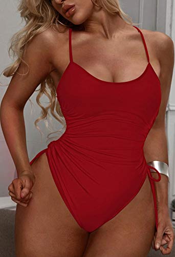 Image of Viottiset Women's Ruched High Cut One Piece Swimsuit Tummy Control Bathing Suit Monokini
