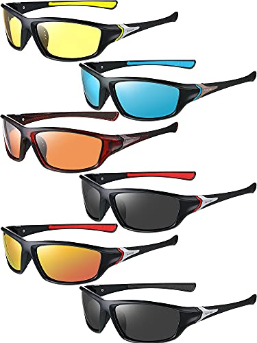 Image of Frienda 6 Pack Polarized Sport Sunglasses for Men Multipack Fit over Glasses Pack Lot Set Men's Sport Fishing Eyeglasses