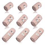 Zyiphor 9 Stück 4,5m Elastische Binde Elastischer Verband 5/7,5/10cm Binden Verband Kompressionsverband mit Metallclips für Handgelenke Knöchel Knie Verstauchung Verletzungen