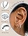 FIASASO 3 Pairs 925 Sterling Silver Hypoallergenic Earrings Set for Multiple Piercing Dainty 14K Gold Plated Stud Huggie Small Hoop Earrings for Women Trendy Cute Earring Stacks for Sensitive Ears