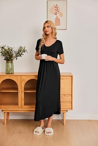 Ekouaer Long Nightgowns for Women Soft Maxi House Dress Plus Size Moo Moos - image 2