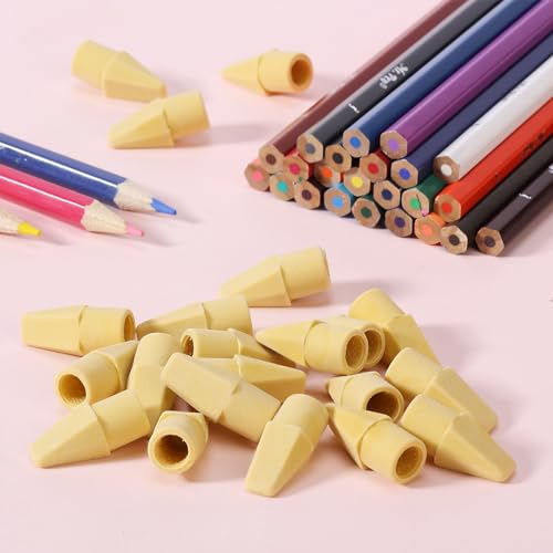 Image of Mr. Pen- Pencil Eraser Toppers, 120 Pack, Yellow, Cap Erasers | Pencil Top Erasers, Eraser Caps, Tops for Pencils