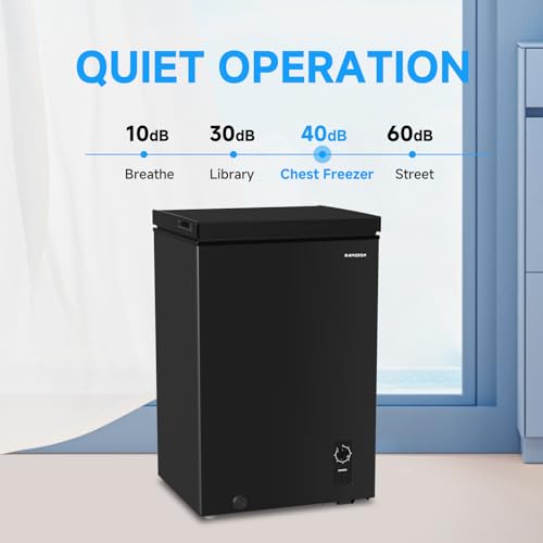 BANGSON 3.5 Cu.Ft Chest Freezer, Compact Deep Freezer with Removable Basket, Adjustable Thermostat, Energy-Saving, Quiet Mini Freezer for Home/Dorm/Apartment/Garage,Black on Fridge.com