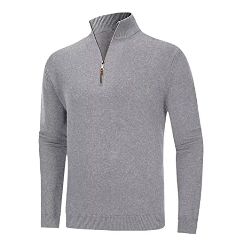 Pull à col roulé pour homme zippé gris clair XXL pour un style élégant au bureau