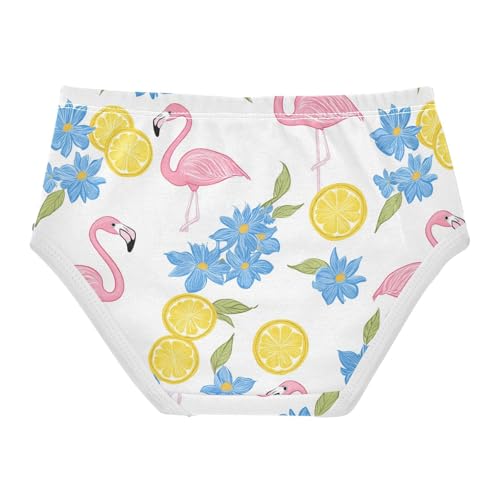 Wusikd Cute Pink Flamingo Girls' Underwear Cotton Lemon Girls Briefs Soft Toddler Underwear 2T2