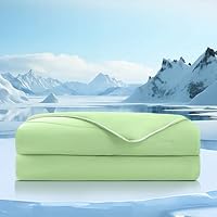 HOMELAB® BlueCool™ Cooling Comforter for Hot Sleepers, Night Sweats Relief, Breathable Lightweight and Smooth Blanket with Silk Blend Filling, Q-Max>0.4, Green Queen Size 90"x90", Quick Cool Down