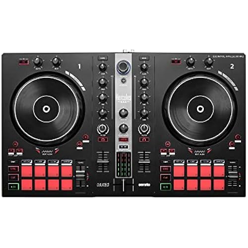 Hercules DJControl Inpulse 300 MK2 – USB DJ Controller – 2 Decks with 16 Pads and Built-in Sound Card