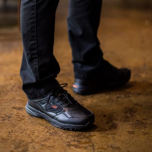 Hisea Men's Slip Resistant Shoes Non Slip Work Shoes For Kitchen Restaurant Men's Food Service Chef Nursing Walking Shoes Size 13 Black #TOP5