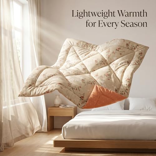 Image of VAS COLLECTIONS Feather Cotton Reversible AC Comforter for Double Bed | Super Soft 220 GSM Quilt /Duvet /Dohar | Lightweight All-Season Comforter | 90 x 100 Inches (1 Piece), Sage