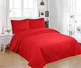 All American Collection 3pc Modern Contemporary Soft Comfy Bedroom Bedspread Quilt Set (Red,...